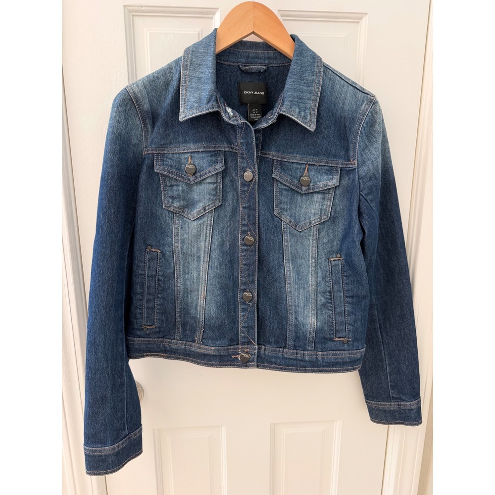 DKNY Jeans Classic Denim Jacket Medium Wash Blue Size M Y2K Casual